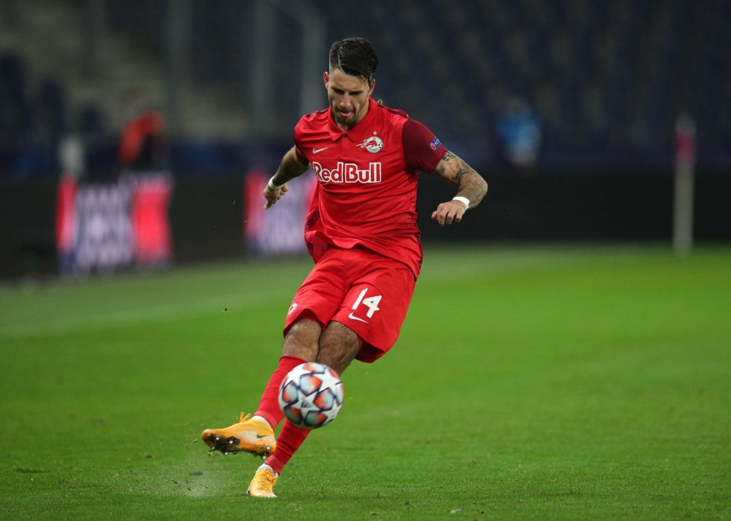 SALZBURG, AUSTRIA: Dominik Szoboszlai of RB Salzburg in action during the UEFA Champions League Group A stage match between RB Salzburg and Lokomotiv Moskva at Red Bull Arena on October 21, 2020. (Photo by Adam Pretty/Getty Images)