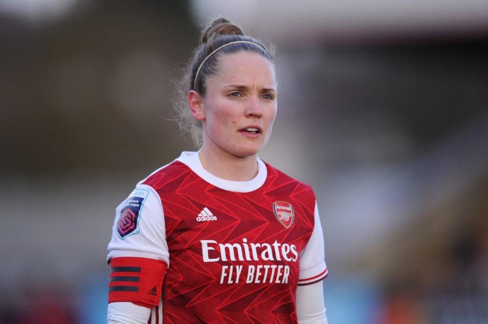 BOREHAMWOOD, ENGLAND - DECEMBER 20: Kim Little of Arsenal looks on during the Barclays FA Women's Super League match between Arsenal Women and Everton Women at Meadow Park on December 20, 2020 in Borehamwood, England. The match will be played without fans, behind closed doors as a Covid-19 precaution. (Photo by Alex Burstow/Getty Images)