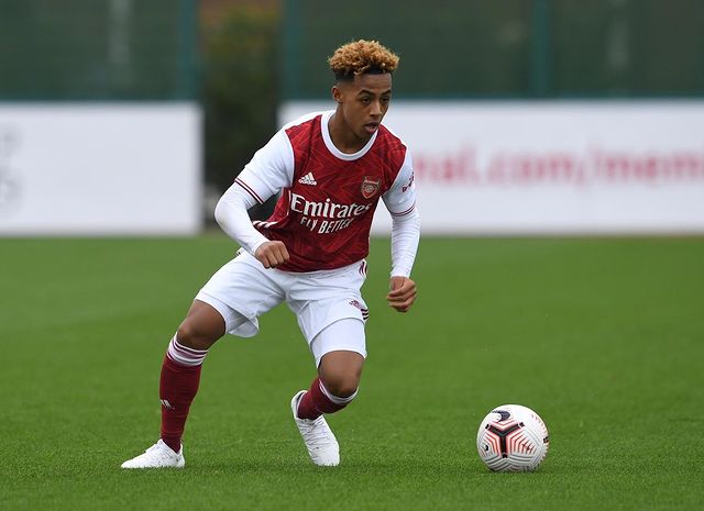 Arsenal youth roundup - Omari Hutchinson with the Arsenal u18s (Photo via Hutchinson on Instagram)