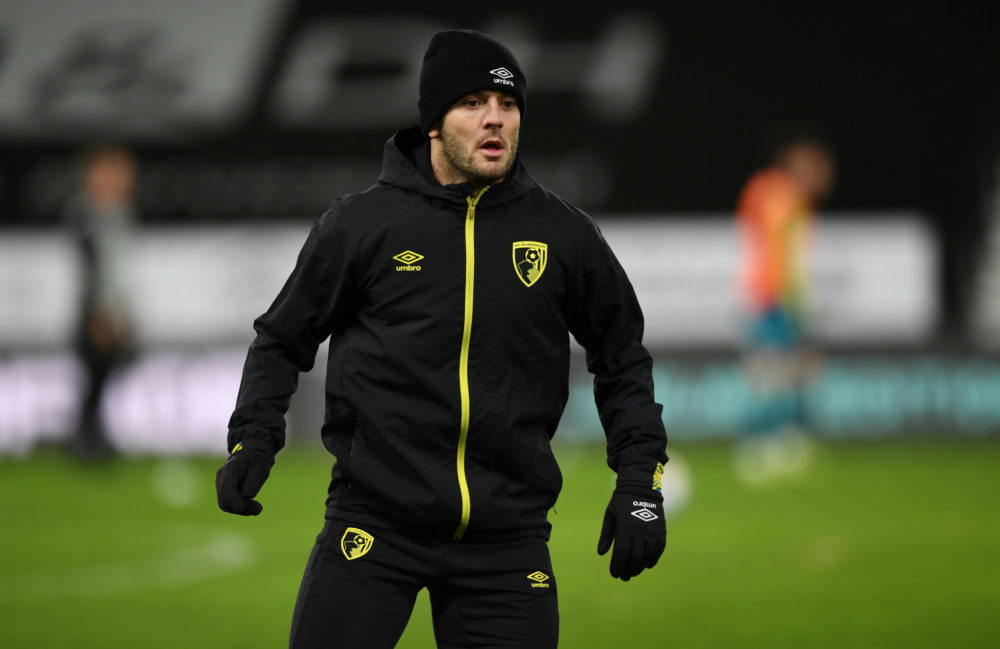 DERBY, ENGLAND - JANUARY 19: Jack Wilshere of AFC Bournemouth warms up prior to the Sky Bet Championship match between Derby County and AFC Bournemouth at Pride Park Stadium on January 19, 2021 in Derby, England. Sporting stadiums around the UK remain under strict restrictions due to the Coronavirus Pandemic as Government social distancing laws prohibit fans inside venues resulting in games being played behind closed doors. (Photo by Gareth Copley/Getty Images)