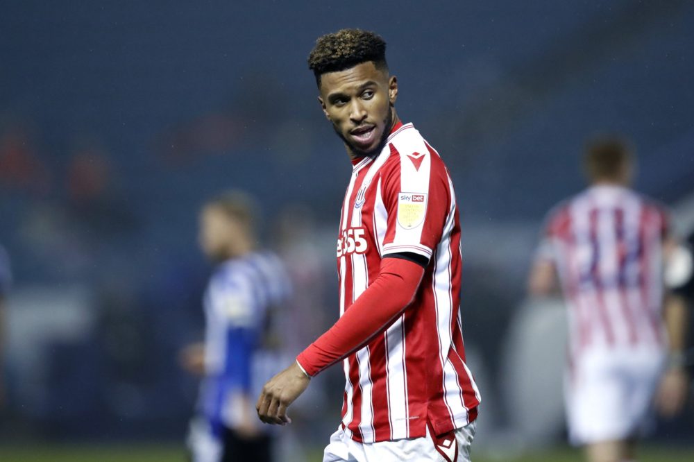 SHEFFIELD, ENGLAND - NOVEMBER 28: Tyrese Campbell of Stoke City looks on during the Sky Bet Championship match between Sheffield Wednesday and Stoke City at Hillsborough Stadium on November 28, 2020 in Sheffield, England. Sporting stadiums around the UK remain under strict restrictions due to the Coronavirus Pandemic as Government social distancing laws prohibit fans inside venues resulting in games being played behind closed doors. (Photo by George Wood/Getty Images)