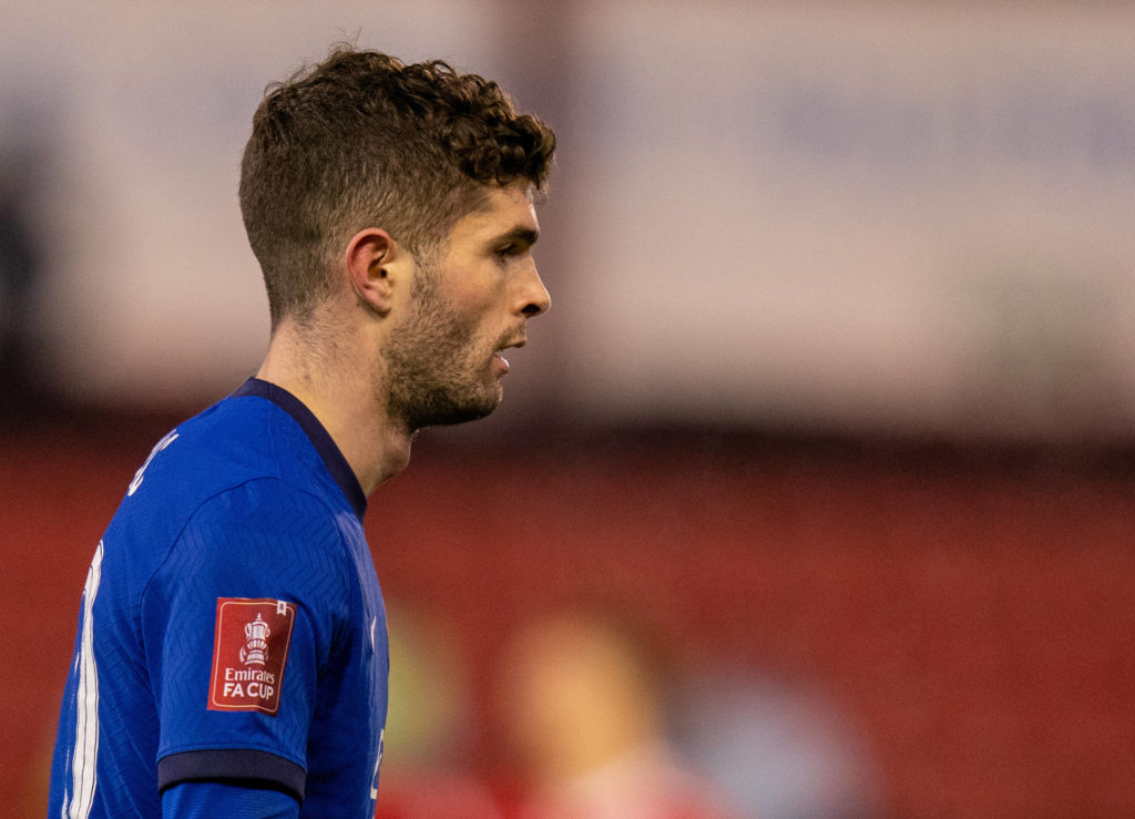 11th February 2021, Oakwell Stadium, Barnsley, Yorkshire, England English FA Cup 5th round Football, Barnsley FC versus Chelsea. Christian Pulisic of Chelsea. Photo: Chris Cooper