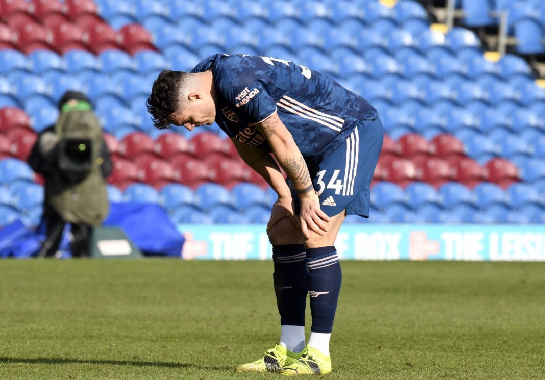 Burnley v Arsenal - Premier League - Turf Moor Arsenal s Granit Xhaka looks dejected during the Premier League match at Turf Moor, Burnley. Picture date: Saturday March 6, 2021. Copyright: Peter Powell