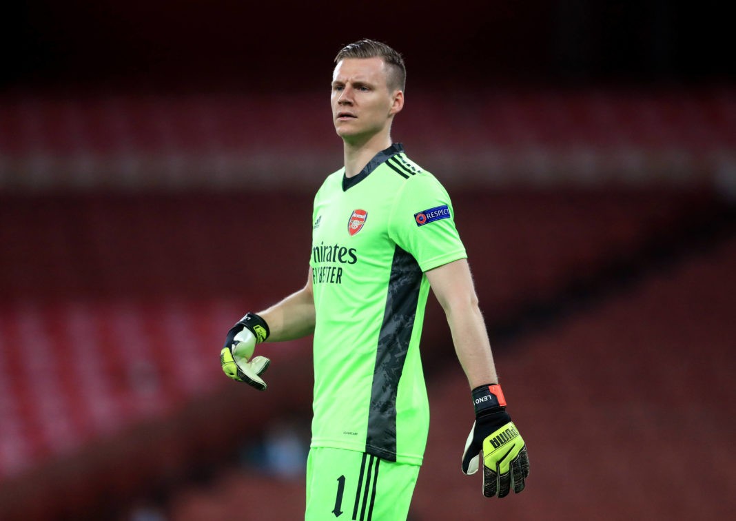 Arsenal goalkeeper Bernd Leno during the UEFA Europa League Round of Sixteen second-leg match at the Emirates Stadium, London. Picture date: Thursday March 18, 2021. Copyright: Adam Davy
