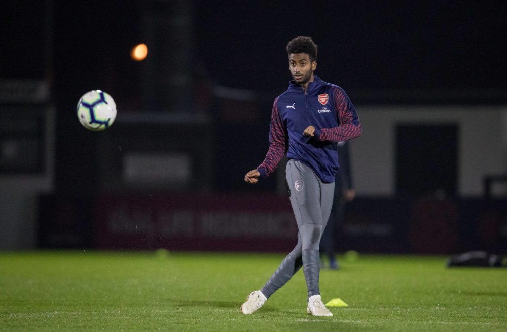Gedion Zelalem of Arsenal U23 pre match during the Premier League 2 match between Arsenal U23 and Manchester City U23 at Meadow Park, Borehamwood, England on 14 January 2019. Copyright: Andy Rowland
