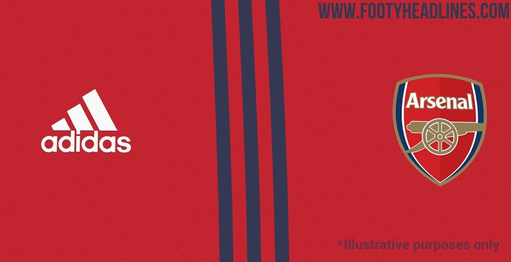 Arsenal 2021-22 Home Kit colour graphic from FootyHeadlines.com