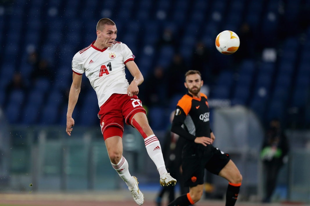 ROME, ITALY - OCTOBER 29: Valentin Antov of CSKA-Sofia in action during the UEFA Europa League Group A stage match between AS Roma and CSKA-Sofia at Stadio Olimpico on October 29, 2020 in Rome, Italy. (Photo by Paolo Bruno/Getty Images)