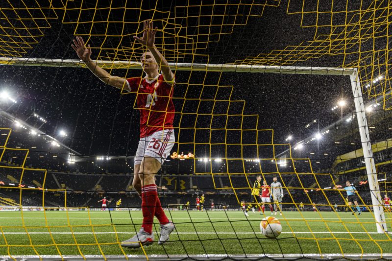 BERN, SWITZERLAND - NOVEMBER 05: Valentin Antov of ZSKA Sofia (C) reacts on Young Boys openings goal during the UEFA Europa League Group A stage match between BSC Young Boys and CSKA-Sofia at Stade de Suisse, Wankdorf on November 5, 2020 in Bern, Switzerland. (Photo by Marcio Machado/Eurasia Sport Images/Getty Images)