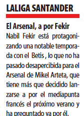 Mundo Deportivo, Arsenal go for Fekir, 27 March 2021