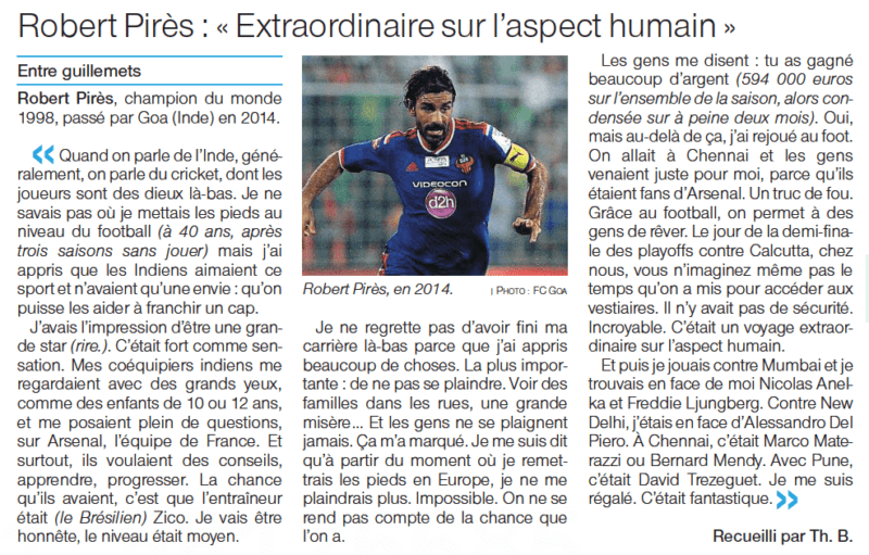Robert Pires in Dimanche Ouest France, 28 March 2021