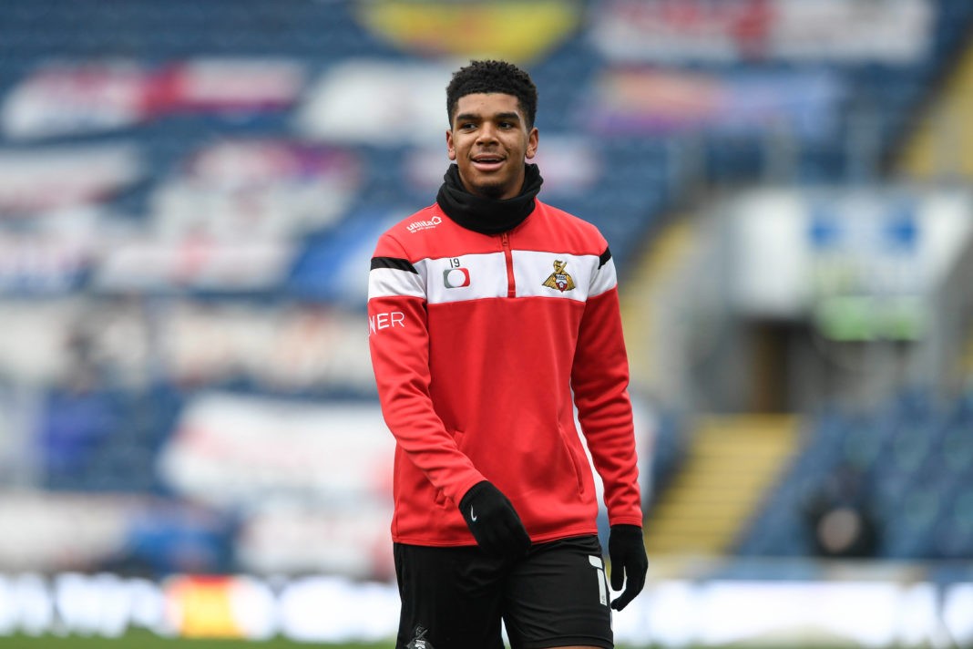 Tyreece John Jules of Doncaster Rovers warming up before the game on 9th January 2021. Copyright: Simon Whitehead / News Images / Shutterstock
