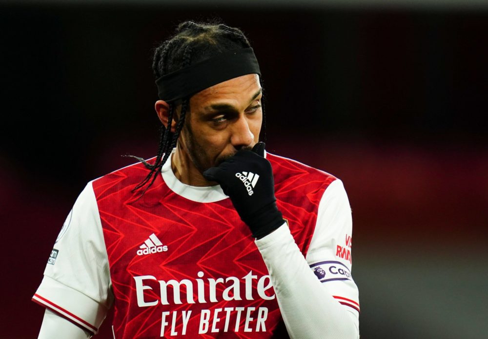 Pierre-Emerick Aubameyang of Arsenal reacts after being substituted Arsenal v Liverpool, Premier League, Football, The Emirates Stadium, London, UK - 3 Apr 2021 Credit: Photo by Javier Garcia/BPI/Shutterstock 