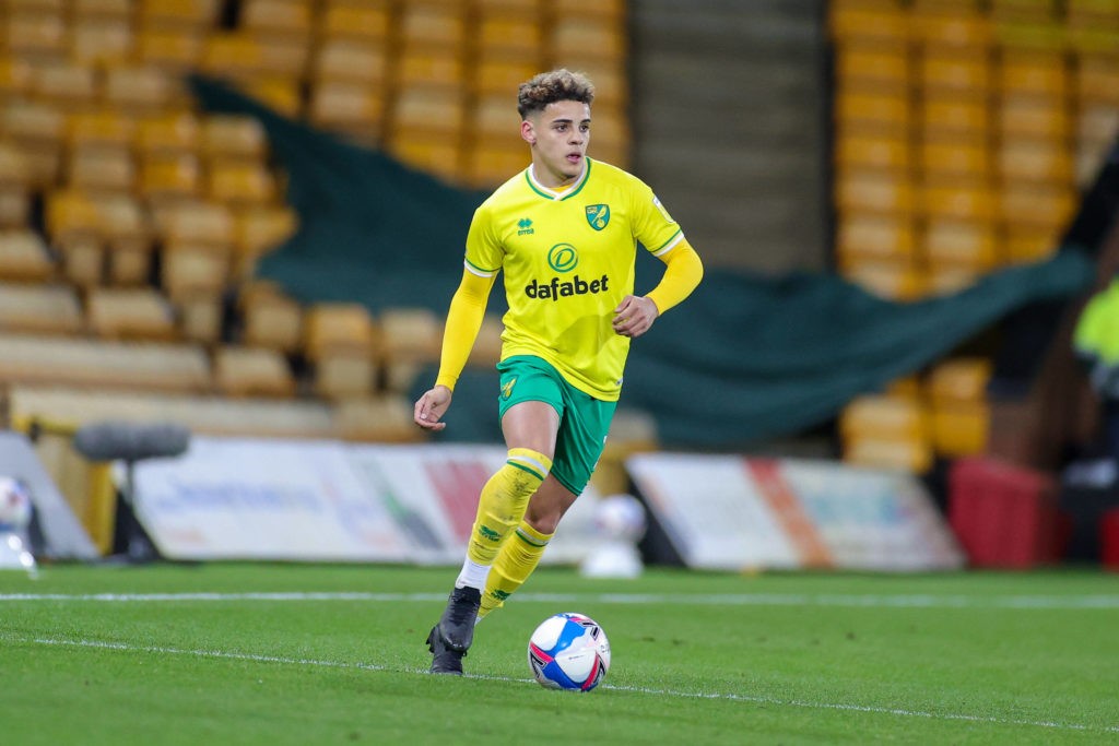 Max Aarons of Norwich City during the EFL Sky Bet Championship match between Norwich City and Huddersfield Town at Carrow Road, Norwich, England on 6 April 2021. Copyright: Nigel Keene