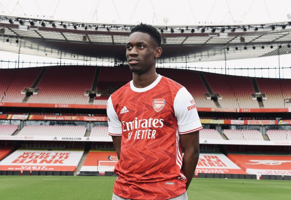 Folarin Balogun after signing his new long-term contract with Arsenal (Photo via Balogun on Twitter)