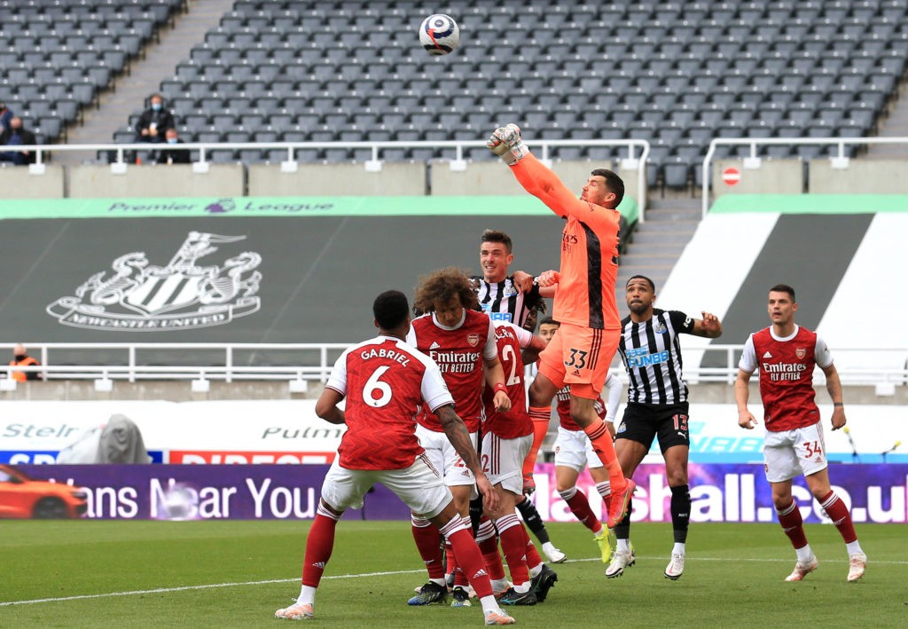 Newcastle United v Arsenal - Premier League - Arsenal goalkeeper Mat Ryan saves a shot during the Premier League match at St James Park, Newcastle upon Tyne. Issue date: Sunday, May 2, 2021. Copyright: Lindsey Parnaby