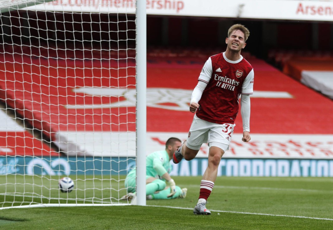 Arsenal v West Bromwich Albion - Premier League - Emirates Stadium Arsenal s Emile Smith Rowe celebrates scoring their side s first goal of the game during the Premier League match at the Emirates Stadium, London. Picture date: Sunday May 9, 2021. Copyright: Frank Augstein
