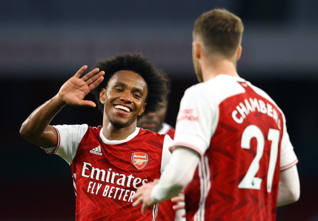Arsenal v West Bromwich Albion - Premier League - Emirates Stadium Arsenal s Willian celebrates scoring their side s third goal of the game during the Premier League match at the Emirates Stadium, London. Picture date: Sunday May 9, 2021. Copyright: Richard Heathcote