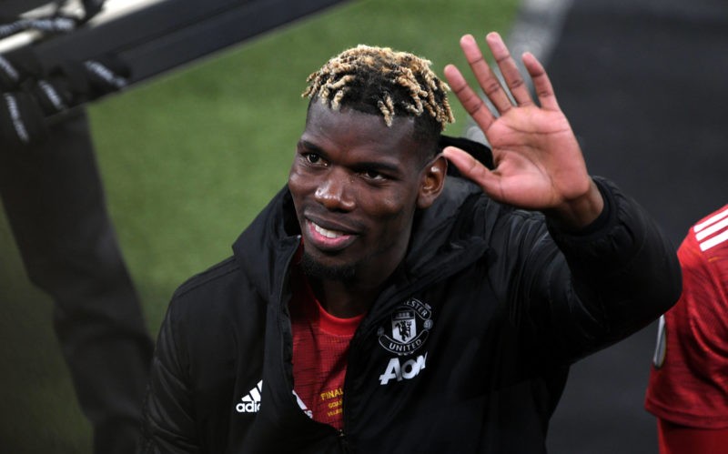Paul Pogba gestures to the crowd after the UEFA Europa League final, at Gdansk Stadium, Poland. Picture date: Wednesday May 26, 2021. Copyright: Rafal Oleksiewicz