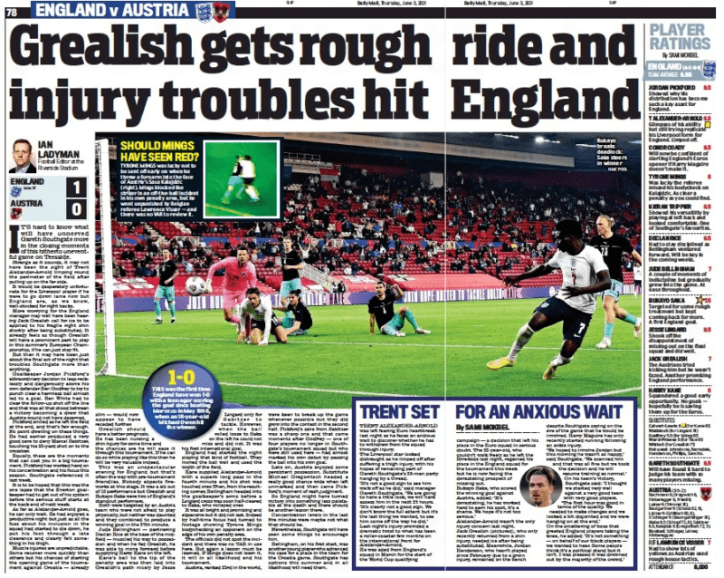 Daily Mail England match report