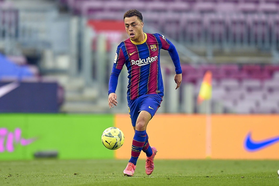 Sergino Dest of FC Barcelona during the La Liga match between FC Barcelona and RC Celta played at Camp Nou Stadium on May 16, 2021. Copyright: PRESSINPHOTO
