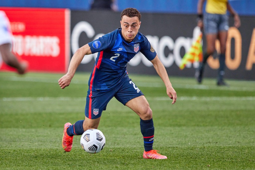 DENVER, CO: United States defender Sergino Dest dribbles the ball in action during the CONCACAF Nations League semi-final match between the United States and Honduras on June 03, 2021. Photo by Robin Alam/Icon Sportswire