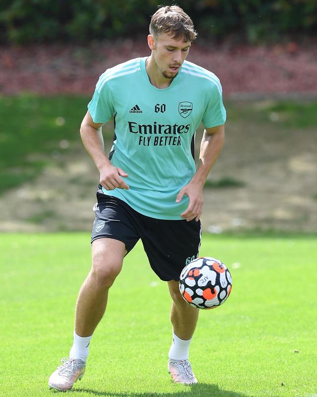 Nikolaj Moller in training with Arsenal (Photo via Moller on Instagram)