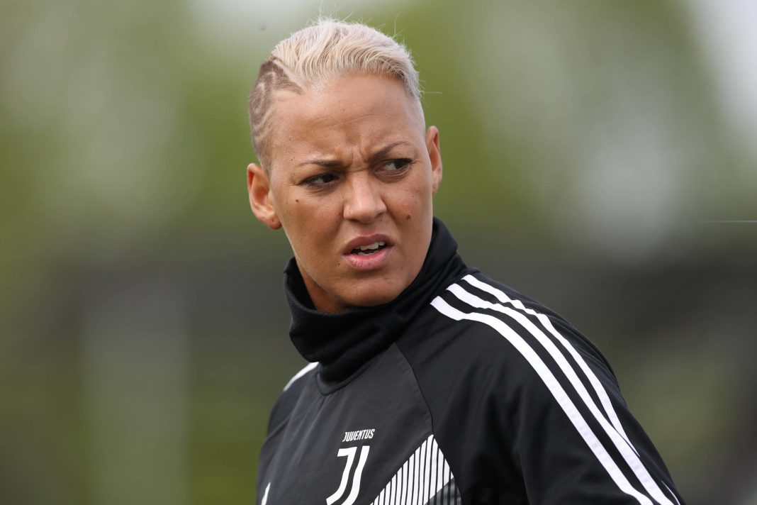 Lianne Sanderson of Juventus during the Serie A Femminile match at the Juventus Center, Vinovo. Picture date: 14th April 2019. Picture credit Jonathan Moscrop/Sportimage