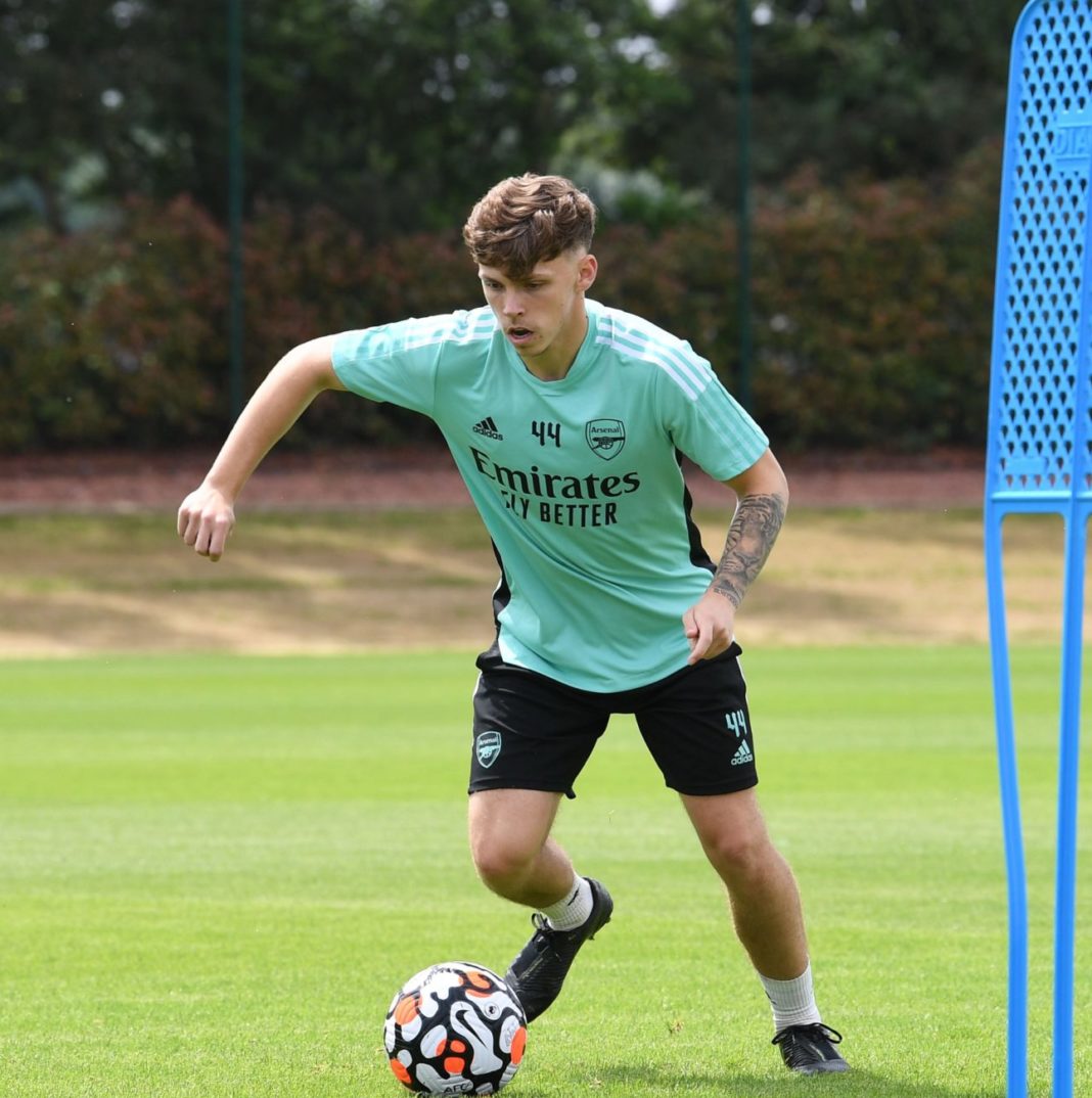 Ben Cottrell trains with the Arsenal u23s (Photo via Arsenal Academy on Twitter)