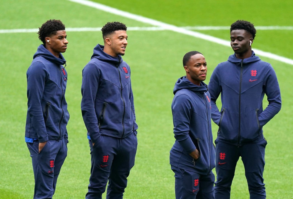 England Players Receive Racist Abuse file photo File photo dated 29-06-2021 of England s Marcus Rashford, Jadon Sancho, Raheem Sterling, and Bukayo Saka. Issue date: Wednesday July 14th, 2021. FILE PHOTO Use subject to restrictions. Editorial use only, no commercial use without prior consent from rights holder. PUBLICATIONxINxGERxSUIxAUTxONLY Copyright: xMikexEgertonx 60932266