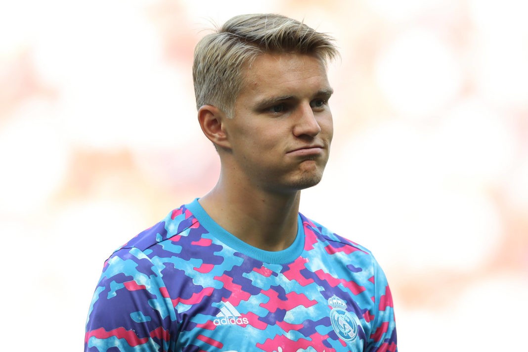 Klagenfurt, Austria, 8th August 2021. Martin Odegaard of Real Madrid reacts during the warm up prior to the Pre Season Friendly match at Worthersee Stadion, Klagenfurt. Picture credit should read: Jonathan Moscrop / Sportimage