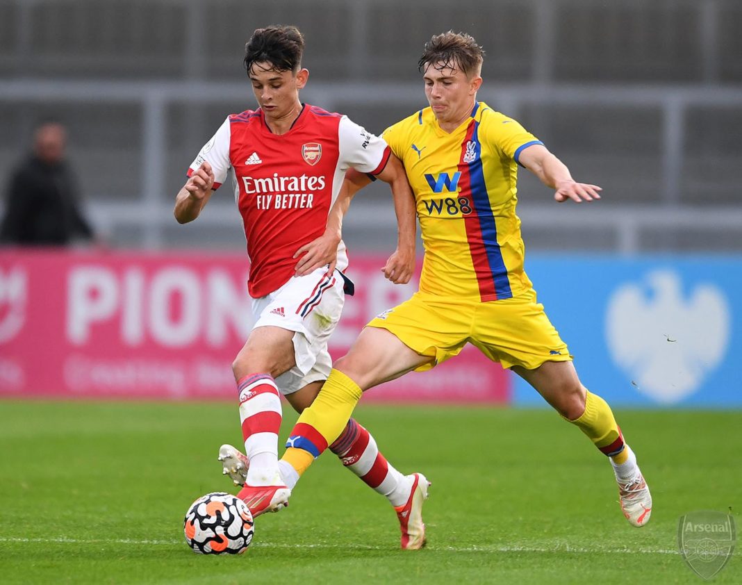 Charlie Patino with the Arsenal u23s against Crystal Palace (Photo via David Price on Twitter)