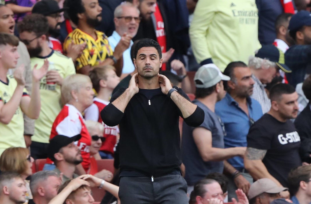 Mikel Arteta Arsenal head coach after a miss at the EPL match Arsenal v Norwich City, at the Emirates Stadium, London, UK on 11th September, 2021.