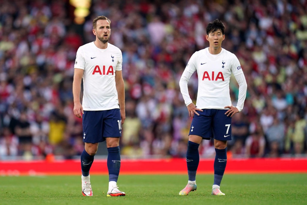 Arsenal v Tottenham Hotspur - Premier League - Emirates Stadium Tottenham Hotspur s Harry Kane left and Son Heung-min appear dejected during the Premier League match at the Emirates Stadium, London. Picture date: Sunday September 26, 2021. Copyright: Nick Potts