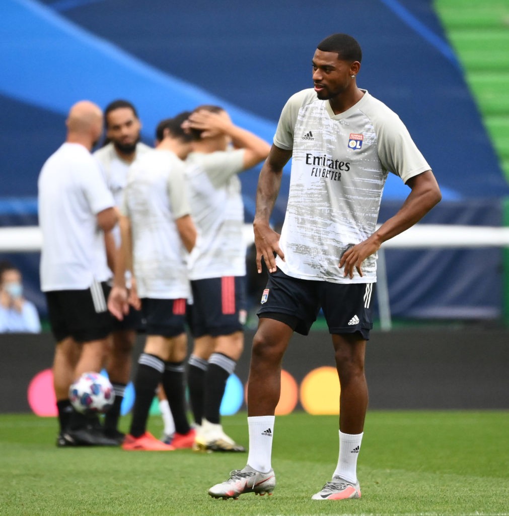 LISBON, PORTUGAL: Jeff Reine-Adelaide of Olympique Lyonnais warms up prior to the UEFA Champions League Semi Final match between Olympique Lyonnais and Bayern Munich at Estadio Jose Alvalade on August 19, 2020. (Photo by Franck Fife/Pool via Getty Images)