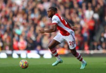 Mikel Arteta with player dilemma ahead of Liverpool game LONDON, ENGLAND - NOVEMBER 07: Nuno Tavares of Arsenal in action during the Premier League match between Arsenal and Watford at Emirates Stadium on November 07, 2021 in London, England. (Photo by Richard Heathcote/Getty Images)