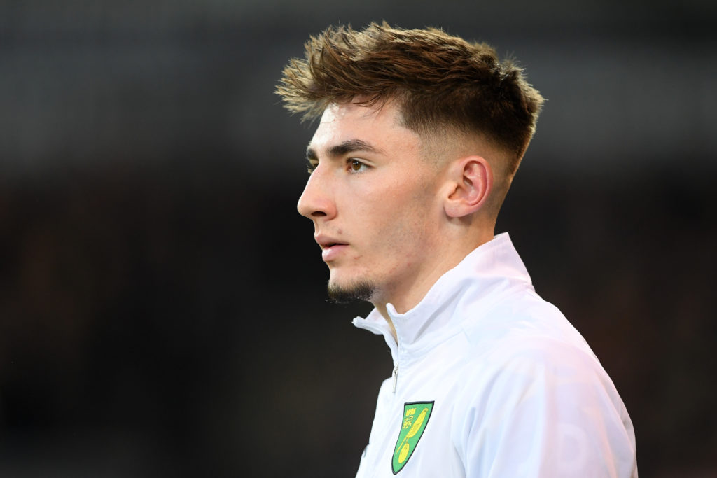 NORWICH, ENGLAND: Billy Gilmour of Norwich City walks out prior to the Premier League match between Norwich City and Southampton at Carrow Road on November 20, 2021. (Photo by Harriet Lander / Getty Images)