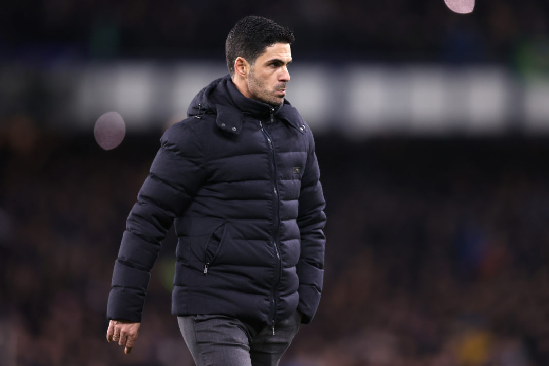 LIVERPOOL, ENGLAND - DECEMBER 06: Mikel Arteta, Manager of Arsenal looks on following defeat in the Premier League match between Everton and Arsenal at Goodison Park on December 06, 2021 in Liverpool, England. (Photo by Naomi Baker/Getty Images)