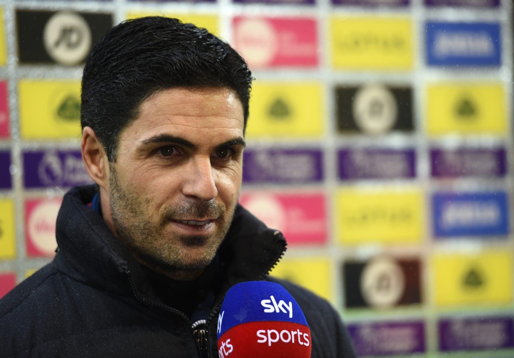 NORWICH, ENGLAND - DECEMBER 26: Mikel Arteta, Manager of Arsenal speaks to press prior to the Premier League match between Norwich City and Arsenal at Carrow Road on December 26, 2021 in Norwich, England. (Photo by Harriet Lander/Getty Images)
