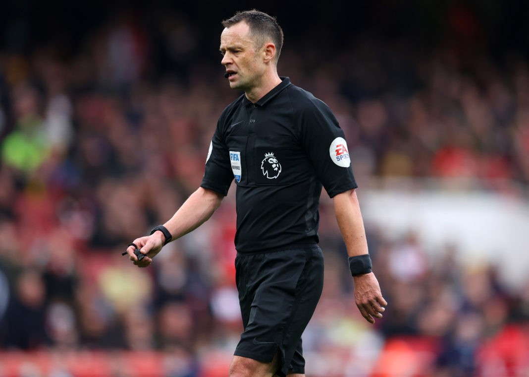 LONDON, ENGLAND - JANUARY 01: Referee Stuart Attwell during the Premier League match between Arsenal and Manchester City at Emirates Stadium on January 01, 2022 in London, England. (Photo by Catherine Ivill/Getty Images)
