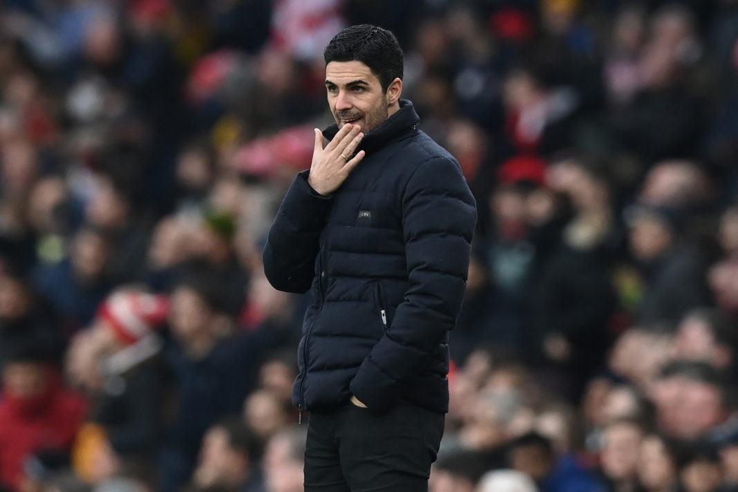 Arsenal's Spanish manager Mikel Arteta gestures on the touchline during the English Premier League football match between Arsenal and Burnley at the Emirates Stadium in London on January 23, 2022. (Photo by GLYN KIRK/AFP via Getty Images)