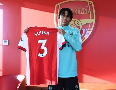 Lino Sousa after signing for Arsenal (Photo via Sousa on Instagram)
