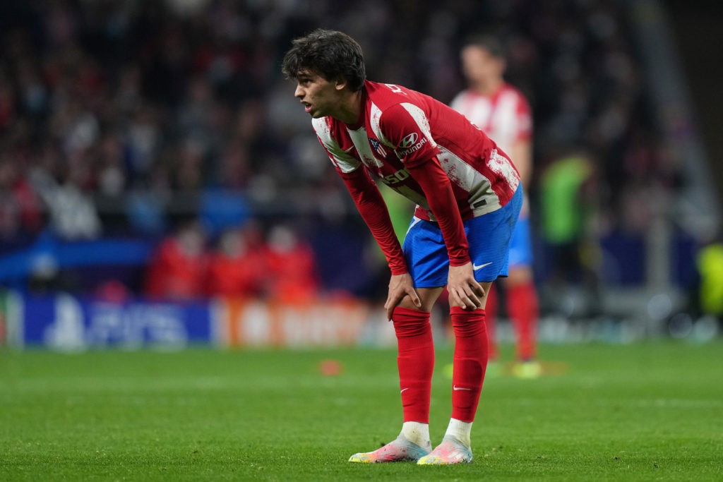 MADRID, SPAIN: Joao Felix of Atletico de Madrid looks on during the UEFA Champions League Round Of Sixteen Leg One match between Atletico Madrid and Manchester United at Wanda Metropolitano on February 23, 2022. (Photo by Angel Martinez/Getty Images)