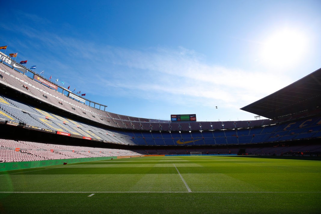 BARCELONA, SPAIN - FEBRUARY 06: General view of the Camp Nou Stadium prior the LaLiga Santander match between FC Barcelona and Club Atletico de Madrid at Camp Nou on February 06, 2022 in Barcelona, Spain. (Photo by Eric Alonso/Getty Images)