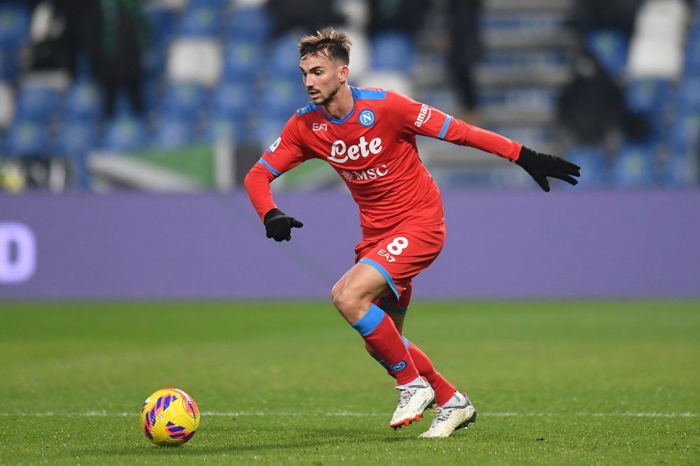 REGGIO NELL'EMILIA, ITALY: Fabian Ruiz of SSC Napoli in action during the Serie A match between US Sassuolo v SSC Napoli at Mapei Stadium - Citta' del Tricolore on December 01, 2021. (Photo by Alessandro Sabattini/Getty Images)