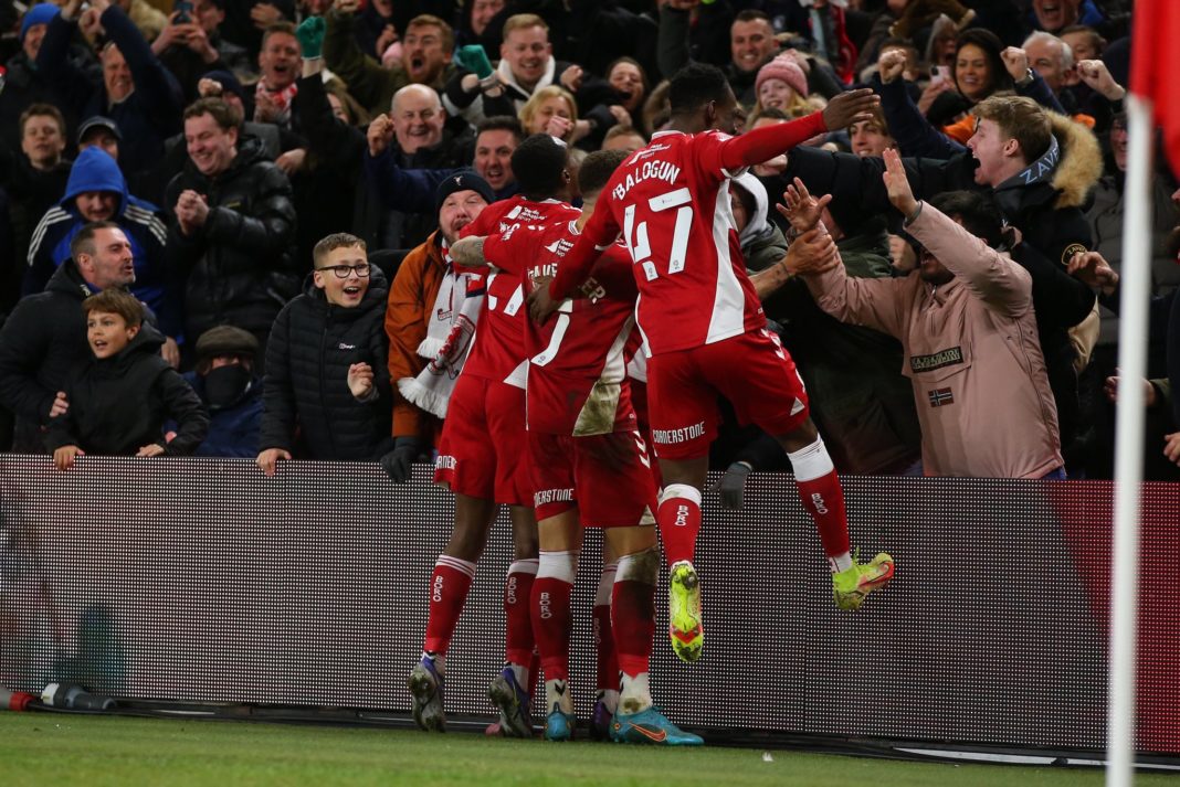 Folarin Balogun celebrates with Middlesbrough (Photo via Boro on Twitter)
