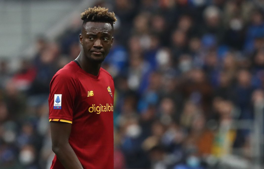 MILAN, ITALY: Tammy Abraham of AS Roma looks dejection during the Serie A match between FC Internazionale and AS Roma at Stadio Giuseppe Meazza on April 23, 2022. (Photo by Marco Luzzani/Getty Images)