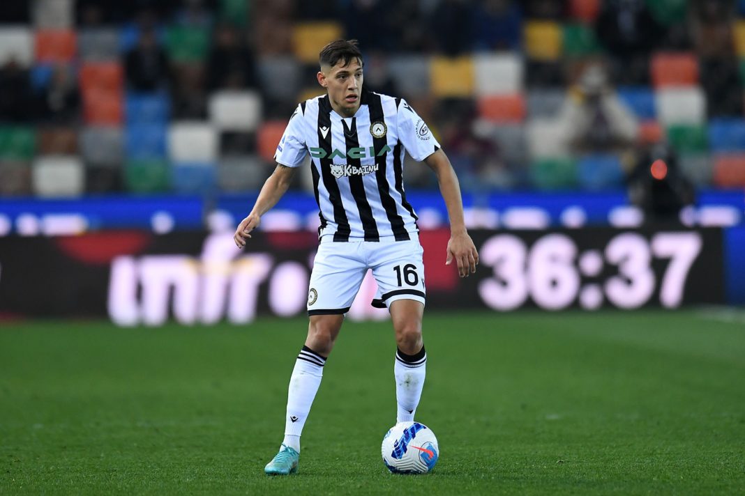 UDINE, ITALY: Nahuel Molina of Udinese Calcio in action during the Serie A match between Udinese Calcio and AS Roma at Dacia Arena on March 13, 2022. (Photo by Alessandro Sabattini/Getty Images)