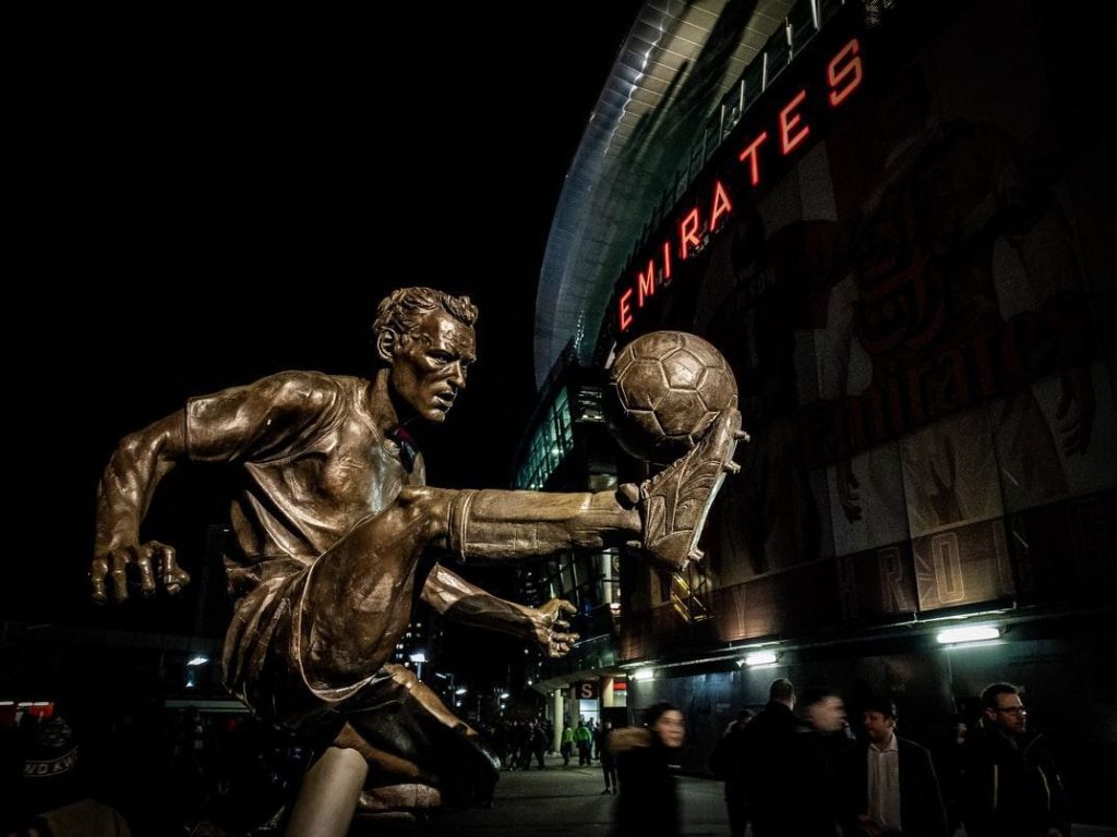 Dennis Bergkamp's statue outside the Emirates Stadium