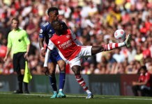 Arsenal 26yo searching for a new club after deciding to leave LONDON, ENGLAND: Junior Firpo of Leeds United marks Nicolas Pepe of Arsenal during the Premier League match between Arsenal and Leeds United at Emirates Stadium on May 08, 2022. (Photo by Ryan Pierse/Getty Images)