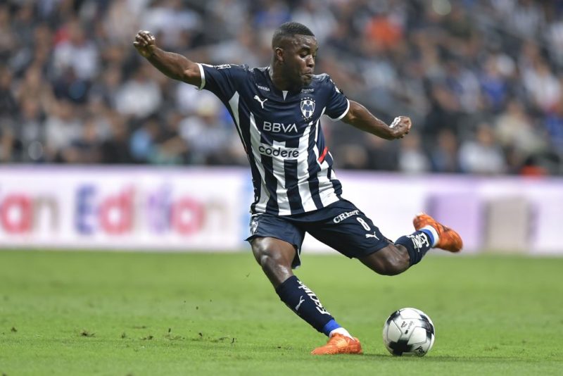 MONTERREY, MEXICO - MAY 07: Joel Campbell of Monterrey kicks the ball during the playoff match between Monterrey and Atletico San Luis as part of the Torneo Grita Mexico C22 Liga MX at BBVA Stadium on May 07, 2022 in Monterrey, Mexico. (Photo by Azael Rodriguez/Getty Images)